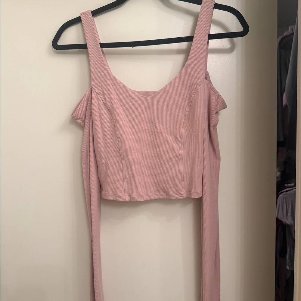 ALO YOGA Large pink cut out crop top